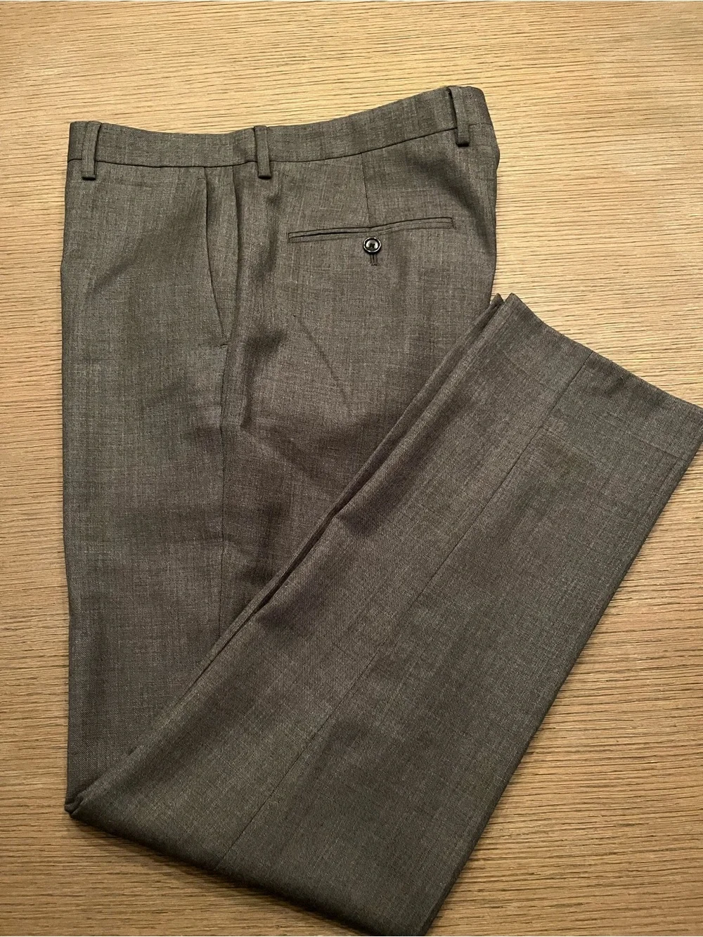 J. Crew Men's 100% Wool Gray Dress Pants - Tailored Flat Front Trousers